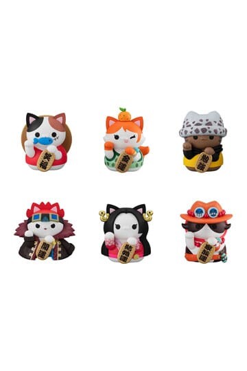 One Piece Mega Cat Project Figuras NyanPieceNyan! Beckoning cat Lucky Cat Pirates 7 cm